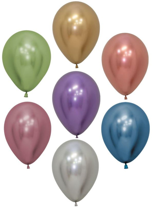 Chrome Reflex Latex Balloons 12.5cm Assorted Pack of 20