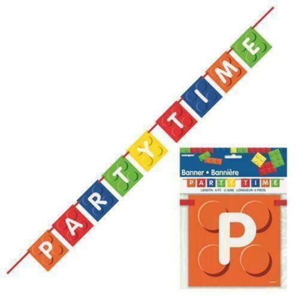 Building Blocks Party Time Paper Banner