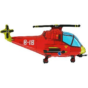 Red Helicopter Shaped Foil Balloon