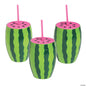 Watermelon Reusable Plastic Cup with Lid & Straw