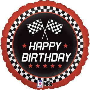 Happy Birthday Checkered Flag 45cm Foil Balloon