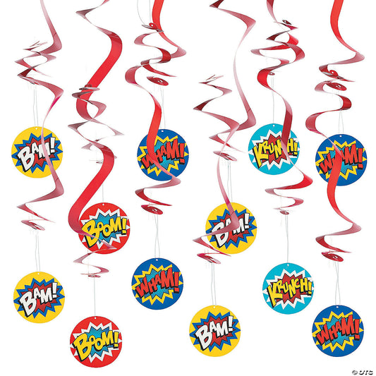 Superhero Hanging Swirls Pack of 12