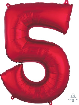 Red Foil Balloon Number 5