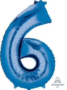 Blue Foil Balloon Number 6