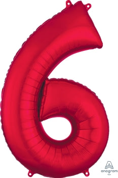 Red Foil Balloon Number 6