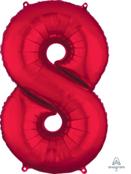 Red Foil Balloon Number 8