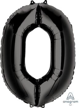 Black Foil Balloon Number 0