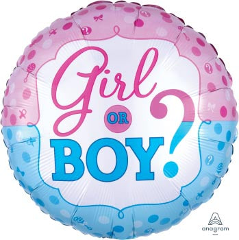 Gender Reveal Boy or Girl 45cm Foil Balloon