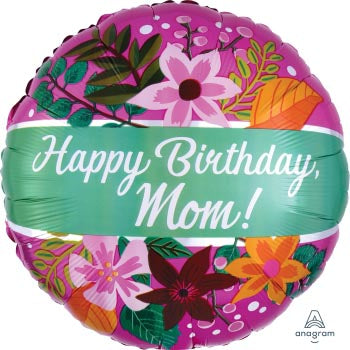 Happy Birthday Mom 45cm Foil Balloon