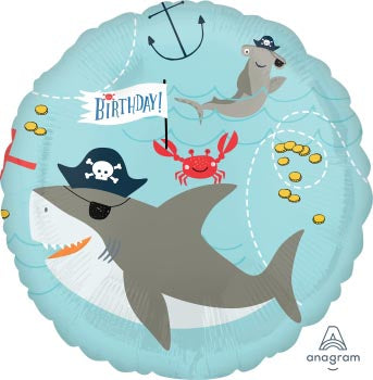 Ahoy Pirate Shark 45cm Foil Balloon