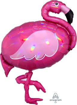 Iridescent Pink Flamingo Supershape Foil Balloon