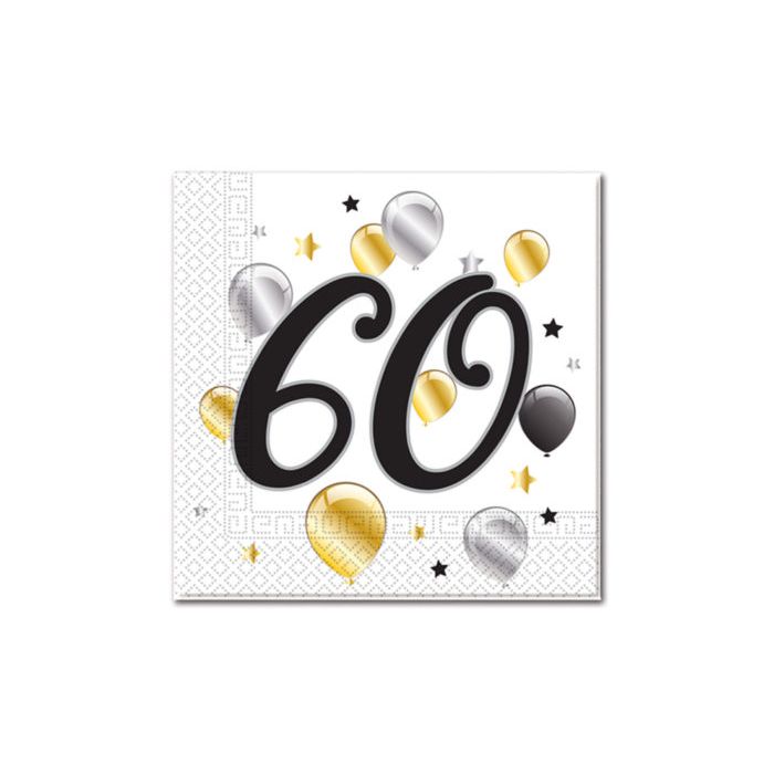 Milestone 60th Birthday Paper Napkins Pack of 20