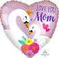 Love You Mom Swans 45cm Foil Balloon