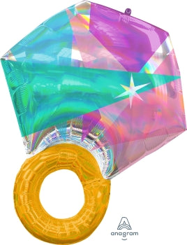 Iridescent Wedding Ring Supershape Foil Balloon