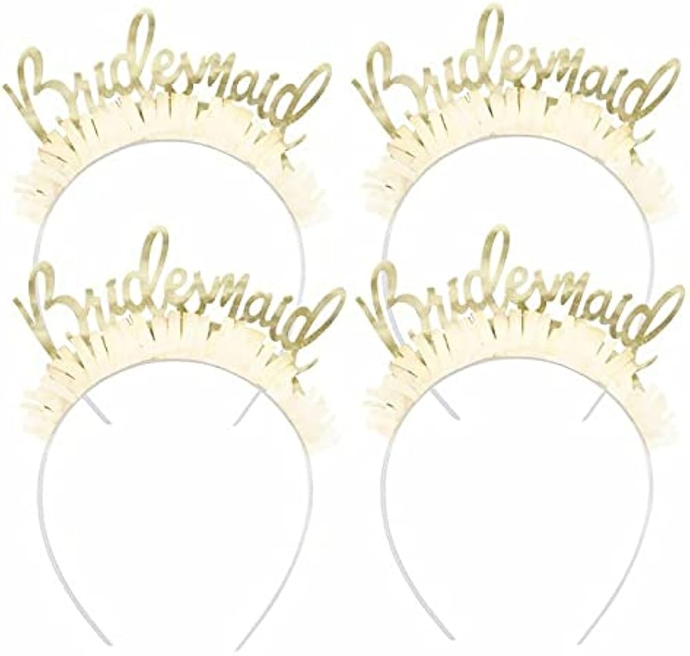 Bride To Be "Bridesmaids" Headbands Gold Pack of 4