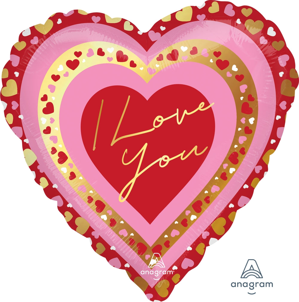 I Love You Pretty Hearts 45cm Foil Balloon