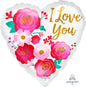 Love You Ombre Flowers Supershape Foil Balloon