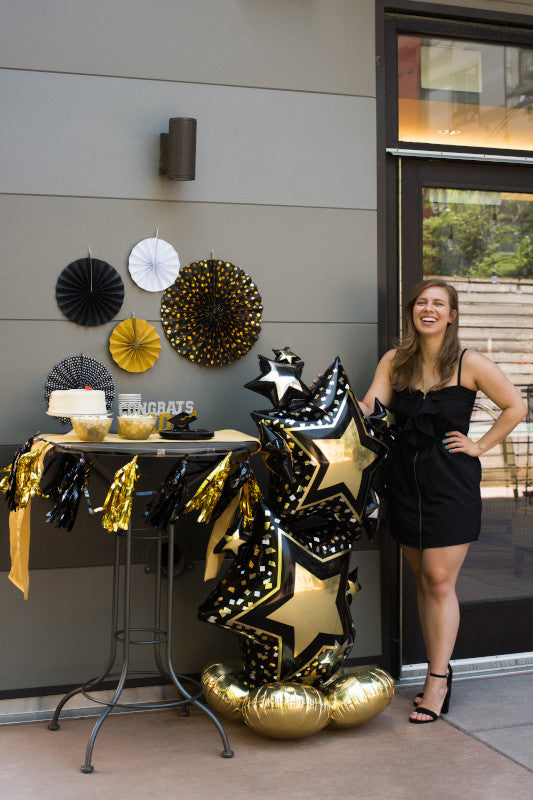 Airloonz Star Cluster Black & Gold Balloon