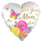 Love You Mom Satin Floral Supershape Foil Balloon