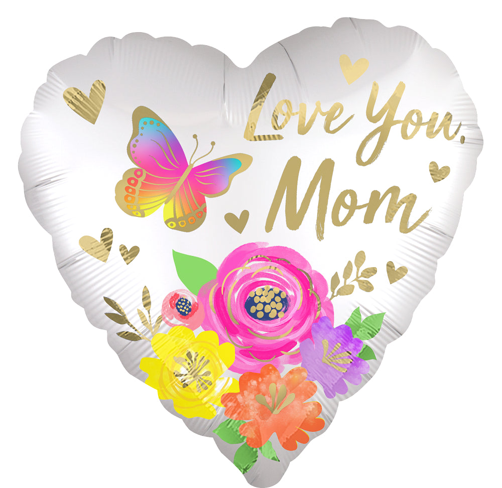 Love You Mom Floral 45cm Foil Balloon