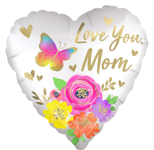 Love You Mom Floral 45cm Foil Balloon