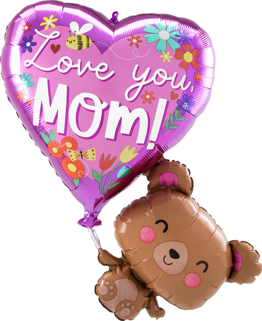 Love You Mom Bear Supershape Foil Balloon