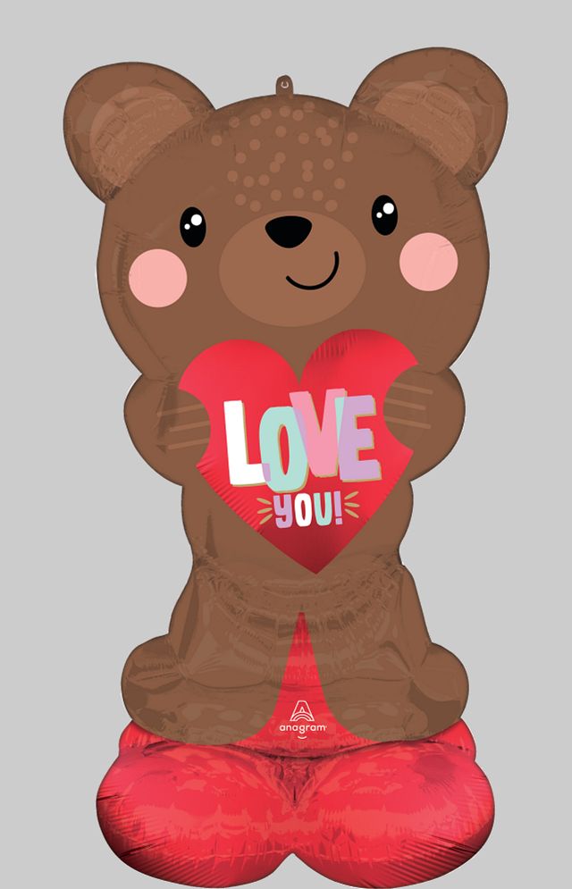 Airloonz Satin Brown Love Bear Balloon