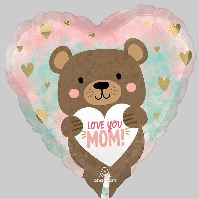 Love You Mom Bear 2 45cm Foil Balloon