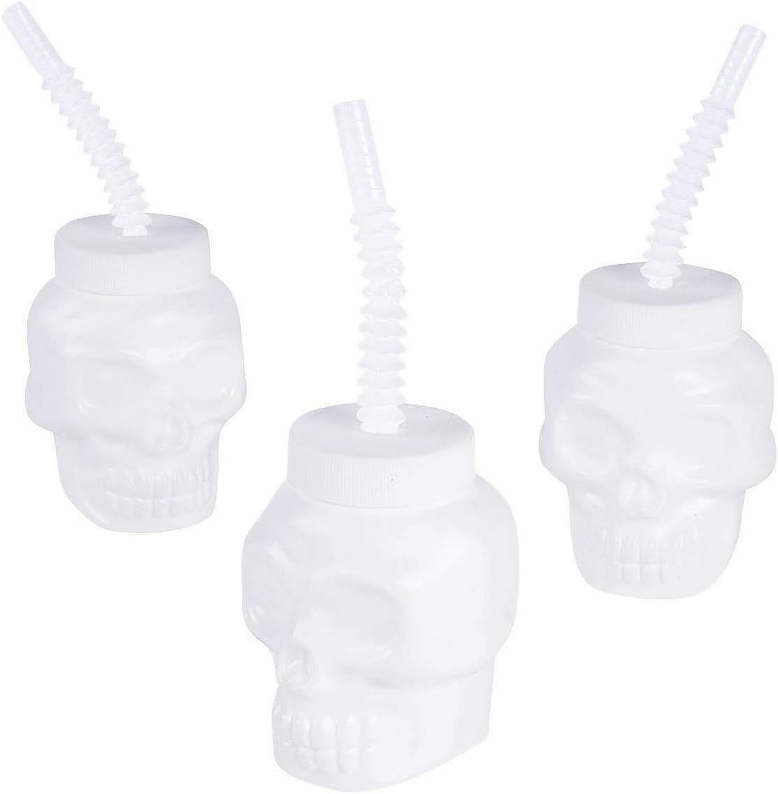 Skull Molded Mini Drink Cups with straw