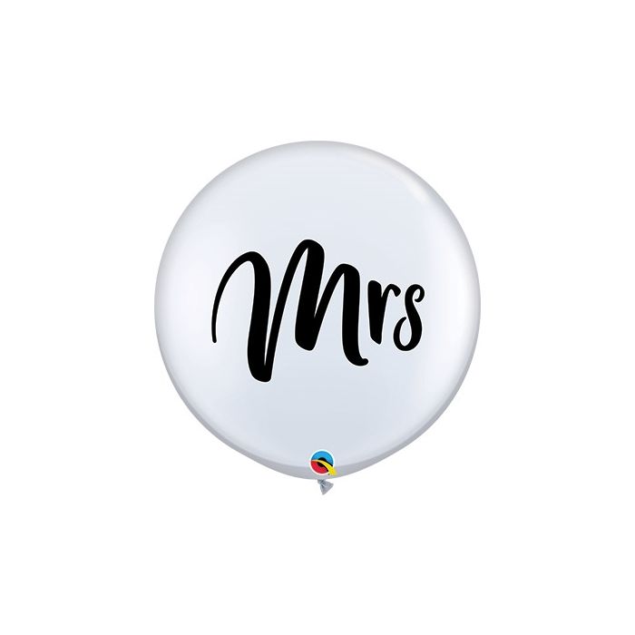 White Mrs Latex Balloon