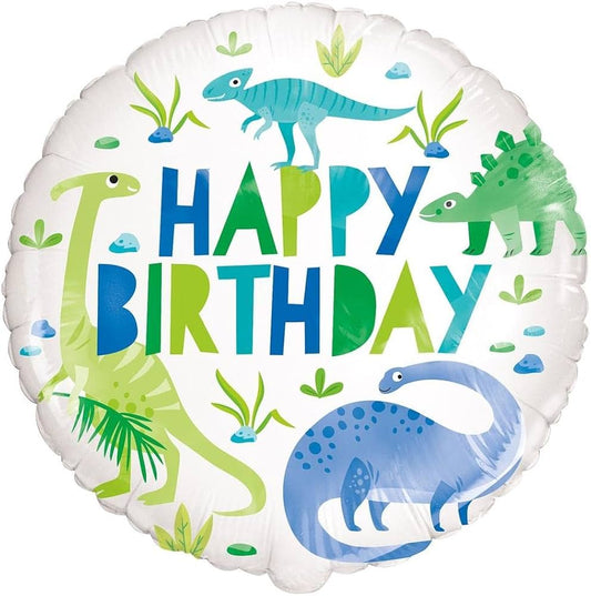 Blue & Green Dinosaur 45cm Foil Balloons