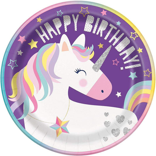 Whimsical Unicorn Dinner Paper Plates Pack of 8