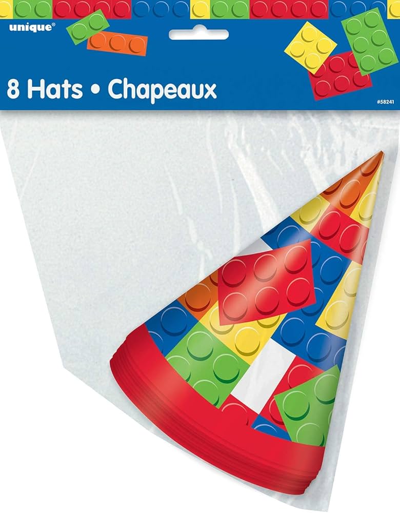 Building Blocks Paper Party Hats Pack of 8