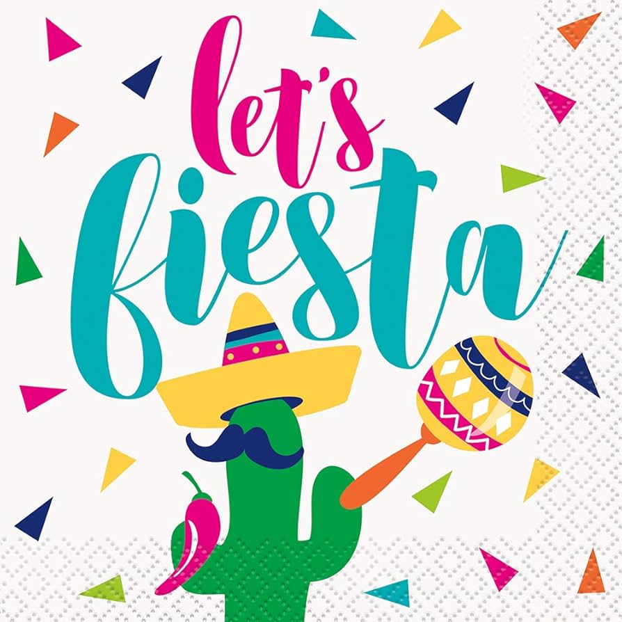 Boho Fiesta Beverage Napkins "Lets Fiesta" Pack of 16