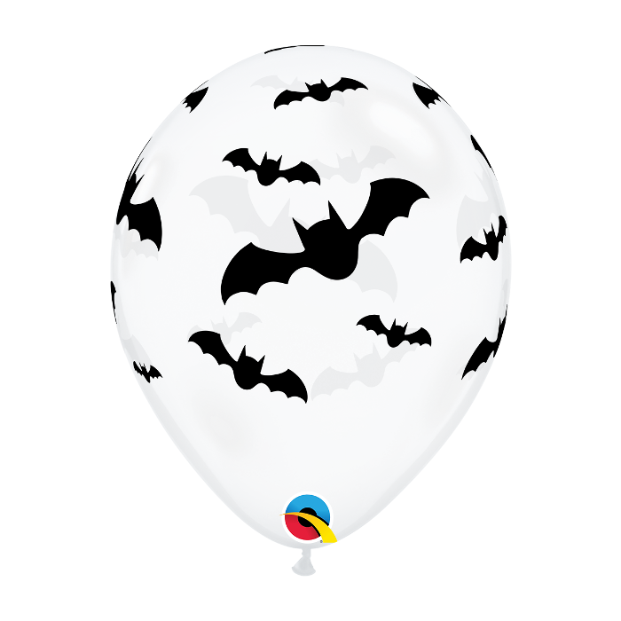 Clear Latex Balloons with Bat Print Pack of 50