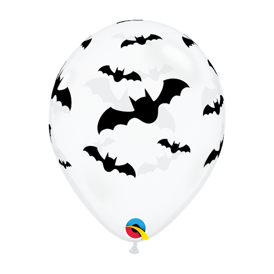 Clear Latex Balloons with Bat Print Pack of 50