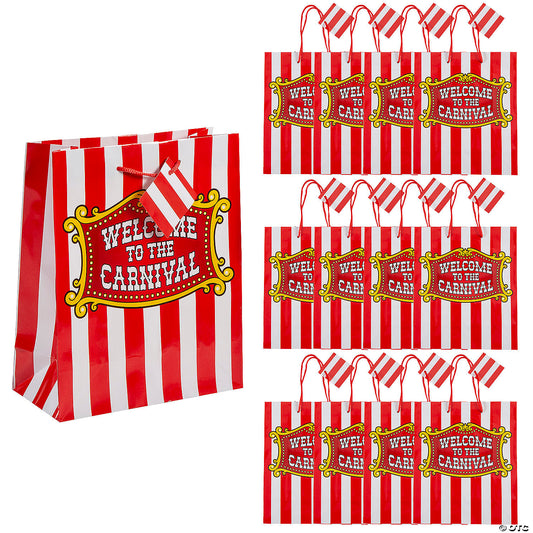 Carnival Gift Bags with Tags Pack of 12