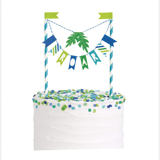 Blue & Green Dinosaur Bunting Cake Topper