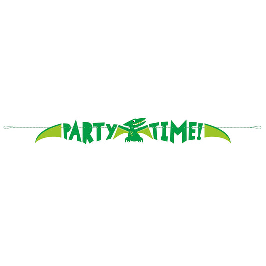 Blue & Green Dinosaur "Party Time" Paper Banner