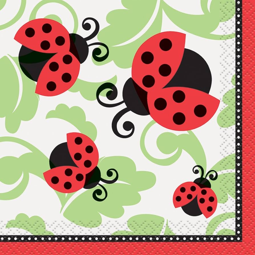 Lively Ladybug Beverage Napkins Pack of 16