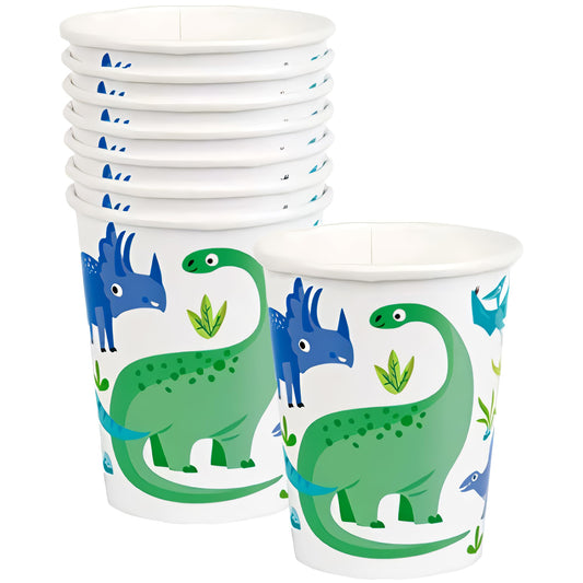 Blue & Green Dinosaur Paper Cups Pack of 8