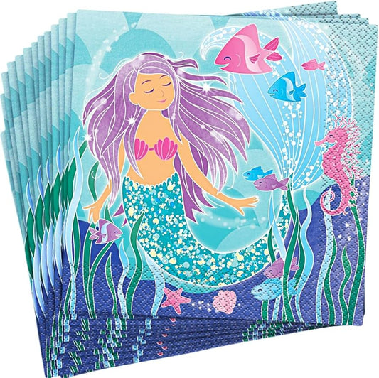 Mermaid Lunch Paper Napkins Pack of 16