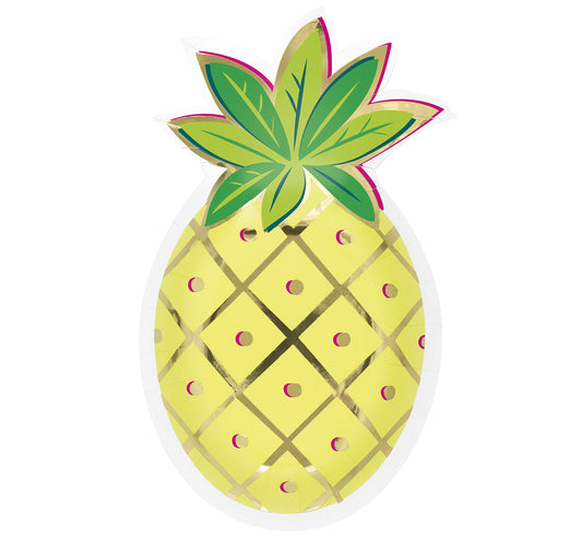 Pineapple Shaped Paper Plates Pack of 8