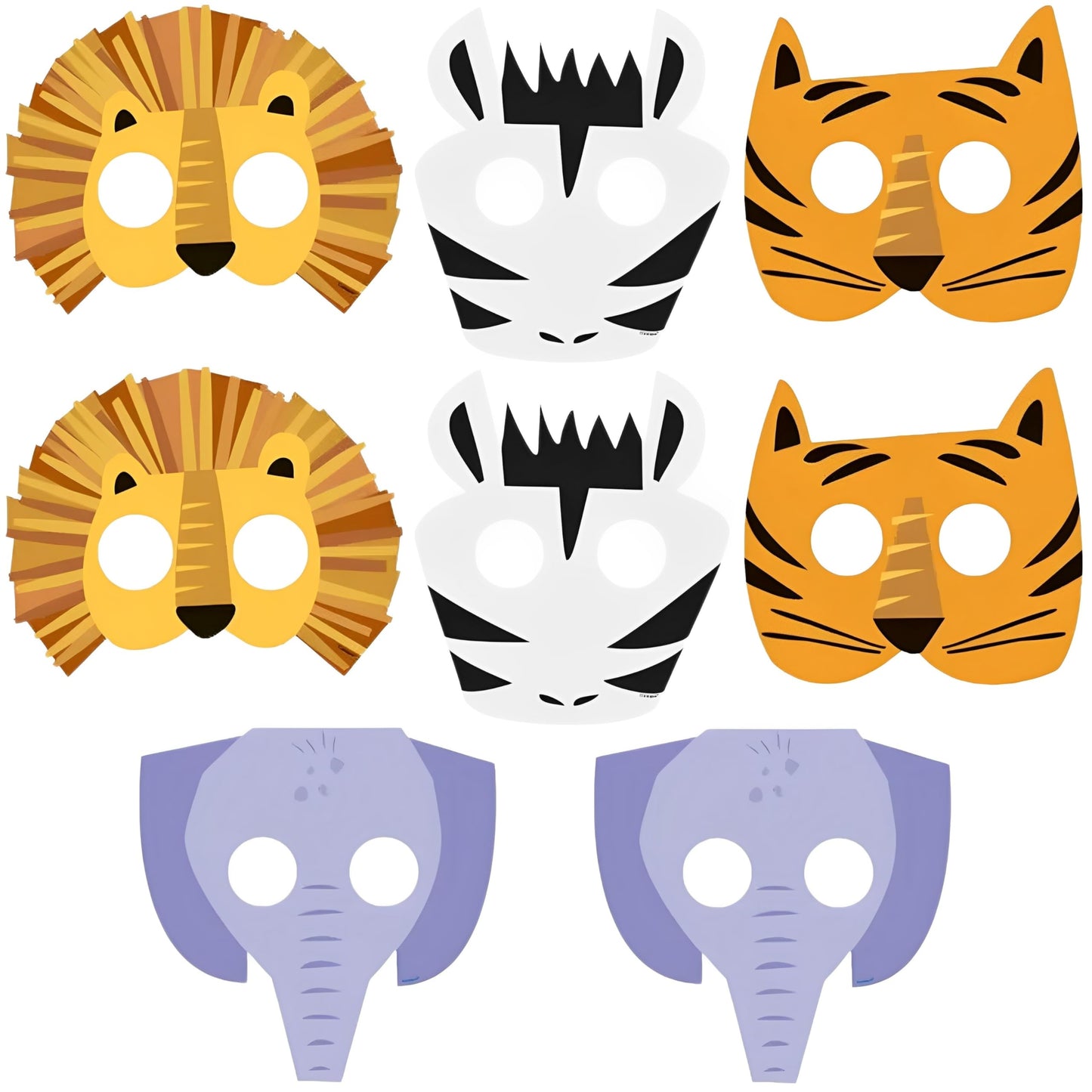 Animal Safari Paper Masks Pack of 8