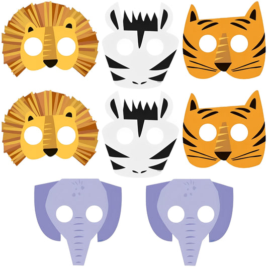 Animal Safari Paper Masks Pack of 8