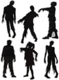 Creepy Zombie Silhouette Paper Cut Outs for Halloween Pack of 6