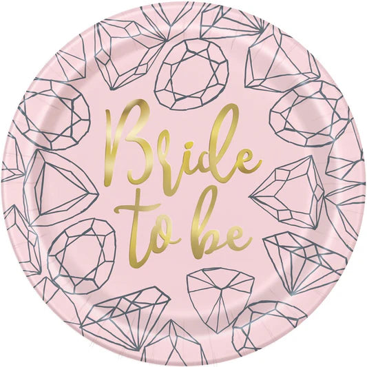 Bride To Be Foil Dinner Paper Plates Pack of 8