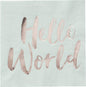 Hello World Mint & Rose Gold Baby Shower Paper Napkins Pack of 20