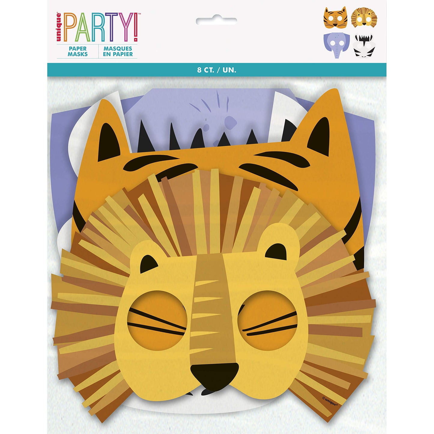 Animal Safari Paper Masks Pack of 8