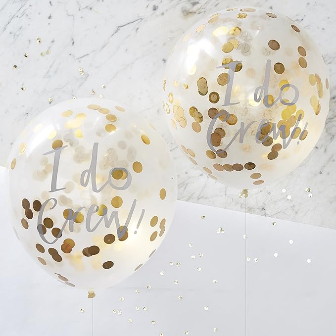 I Do Crew Gold confetti Latex Balloons Pack of 5